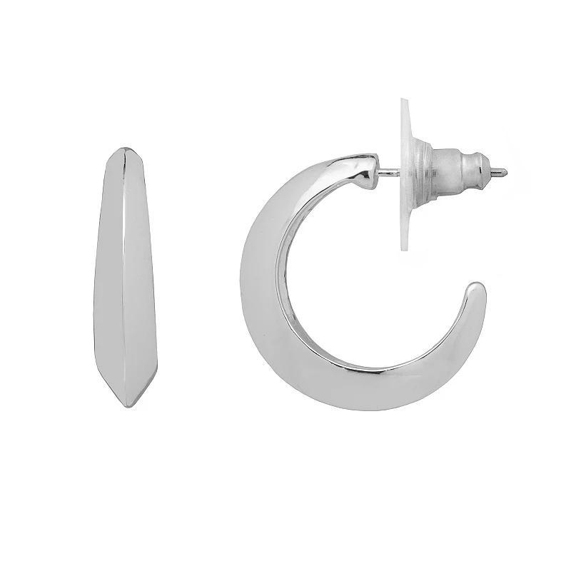 Emberly Silver Tone Chunky Textured C-Hoop Earrings, Womens Product Image