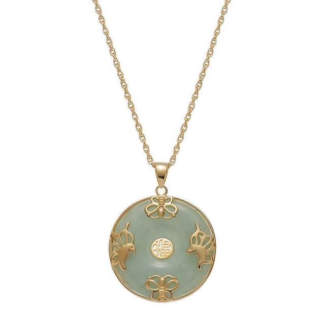 Dynasty Jade 18k Gold Over Sterling Silver Jade Pendant Necklace, Womens Gold Tone Product Image