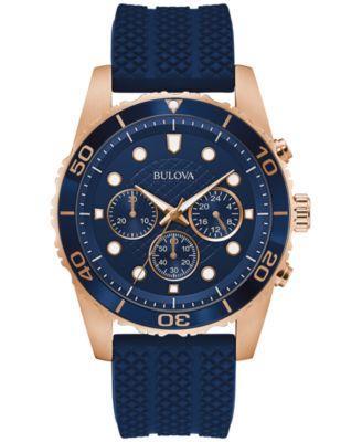 Bulova Mens Chronograph Classic Navy Silicone Strap Watch 43mm Product Image