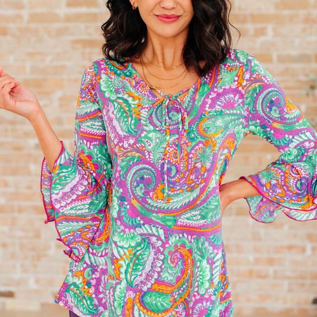 Willow Bell Sleeve Top in Lavender Mint Paisley Product Image