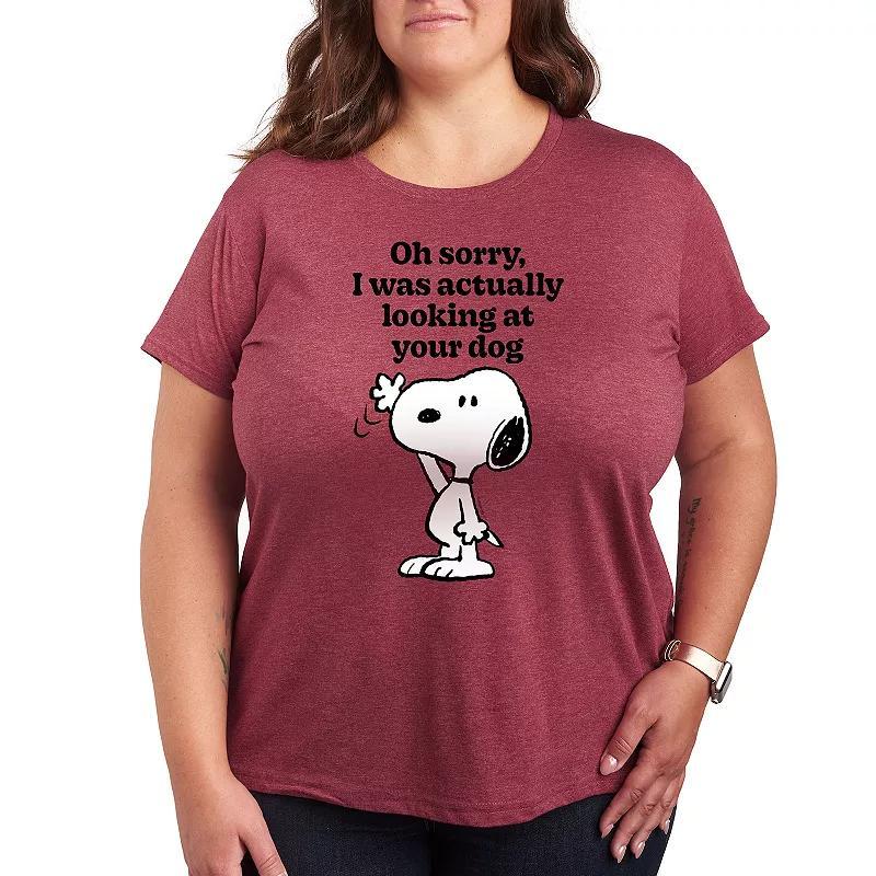 Plus Peanuts Snoopy Looking At Your Dog Graphic Tee, Womens Product Image