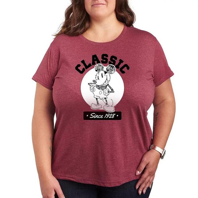 Disneys Mickey Mouse Plus Classic Since 1928 Graphic Tee, Womens Grey Wine Product Image