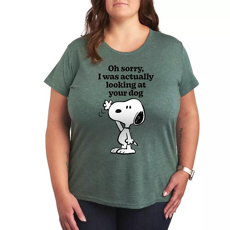 Plus Peanuts Snoopy Looking At Your Dog Graphic Tee, Womens Product Image