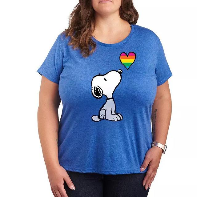 Plus Peanuts Snoopy Rainbow Heart Graphic Tee, Womens Product Image