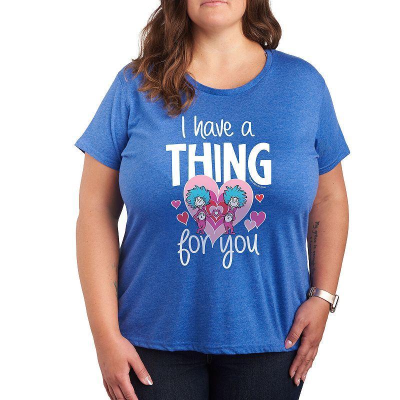 Plus Size Dr. Seuss I Have A Thing For You Graphic Tee, Womens Grey Dark Blue Product Image