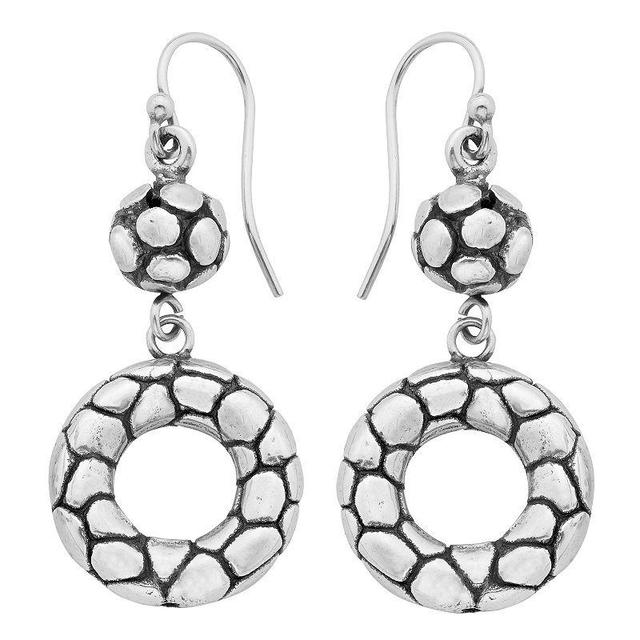 Sterling Silver Drop Hoop Earrings, Womens Product Image