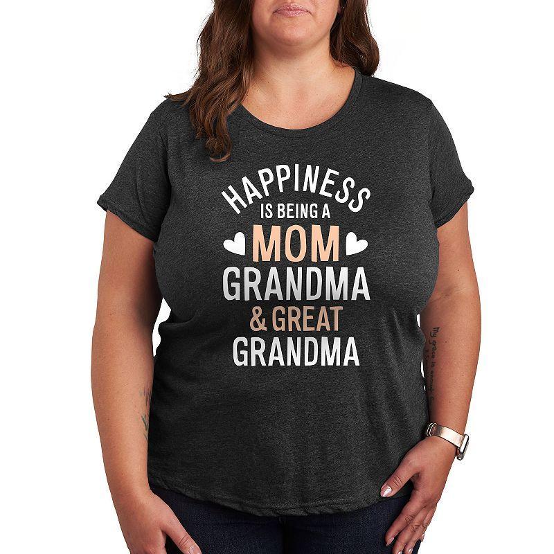 Womens Happiness Mom Grandma & Great Grandma Graphic Tee, Girls Heather Grey Product Image