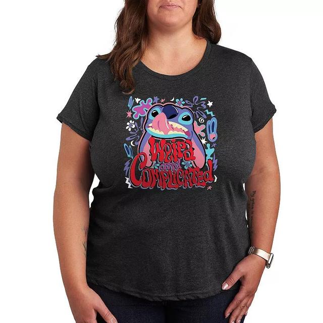 Disneys Lilo & Stitch Plus Weird Graphic Tee, Womens Heather Grey Product Image