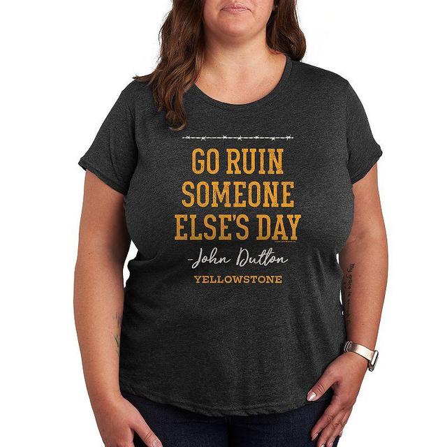 Plus Yellowstone Someone Elses Day Graphic Tee, Womens Dark Grey Product Image