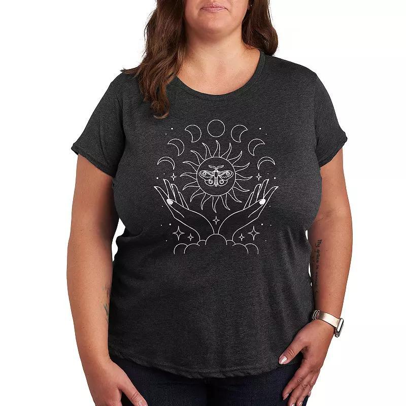 Plus Celestial Hands Moth Graphic Tee, Womens Product Image