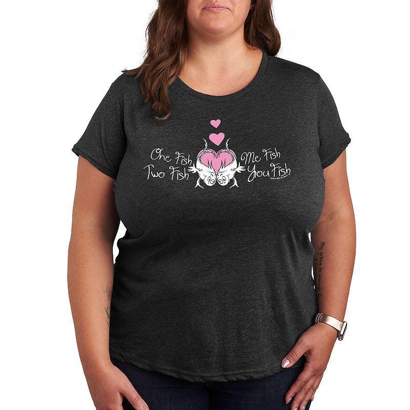 Plus Size Dr. Seuss One Fish Two Fish Graphic Tee, Womens Heather Grey Product Image