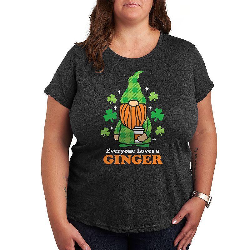 Plus Everyone Loves a Ginger Gnome Graphic Tee, Womens Heather Grey Product Image