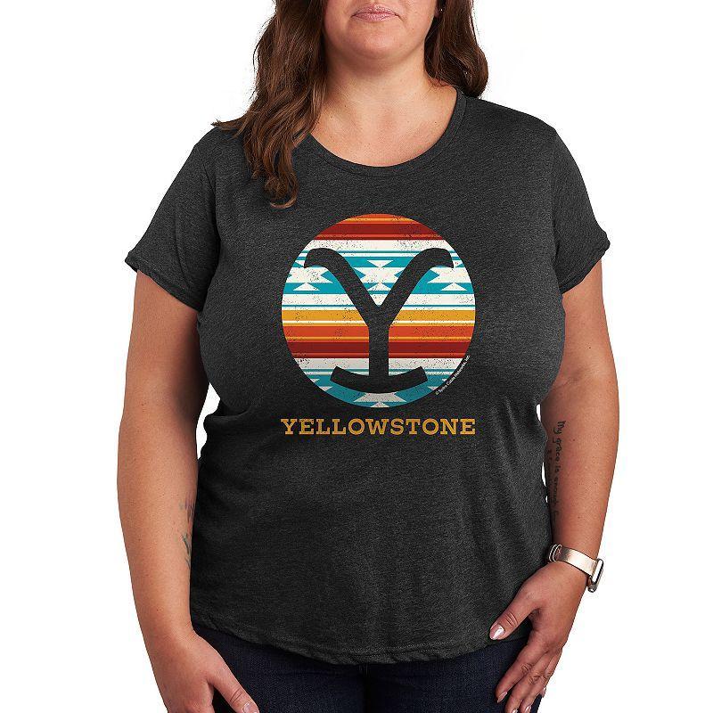 Plus Yellowstone Western Blanket Graphic Tee, Womens Heather Grey Product Image