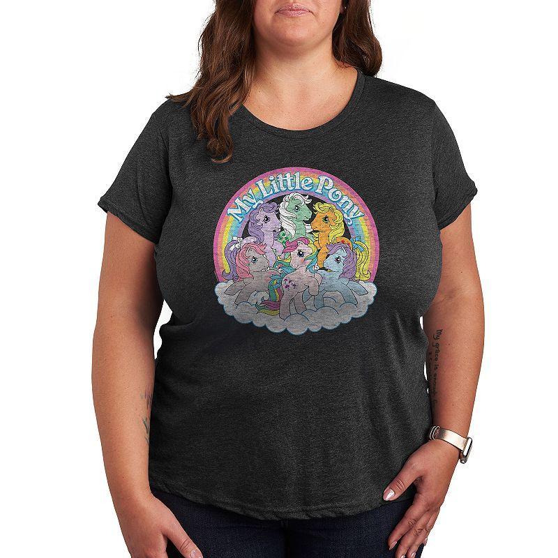 Plus My Little Pony Retro Group Graphic Tee, Womens Grey Blue Product Image