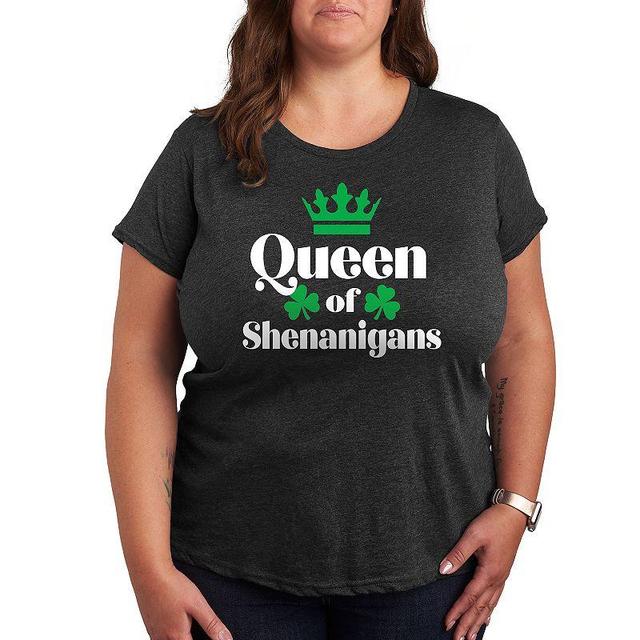 Plus Queen of Shenanigans Graphic Tee, Womens Heather Grey Product Image