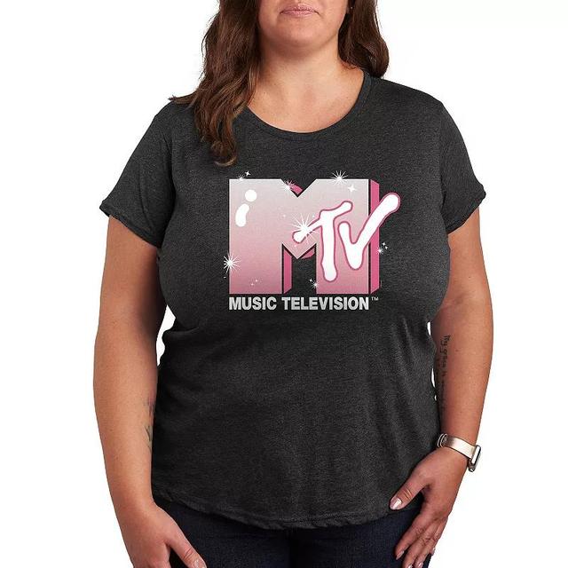 Plus MTV Glitter Logo Graphic Tee, Womens Product Image