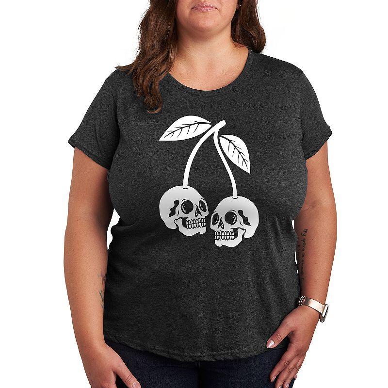 Plus Size Skull Cherries Graphic Tee, Womens Med Red Product Image