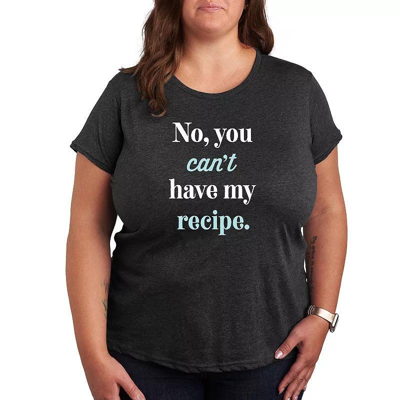 Plus No Cant Have Recipe Graphic Tee, Womens Heather Grey Product Image