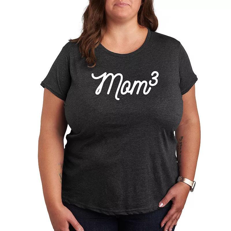 Plus Mom To The 3rd Power Graphic Tee, Womens Heather Grey Product Image