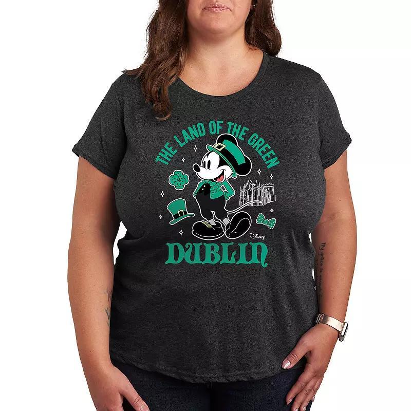 Disneys Mickey Mouse Plus Land Of The Green Graphic Tee, Womens Heather Grey Product Image