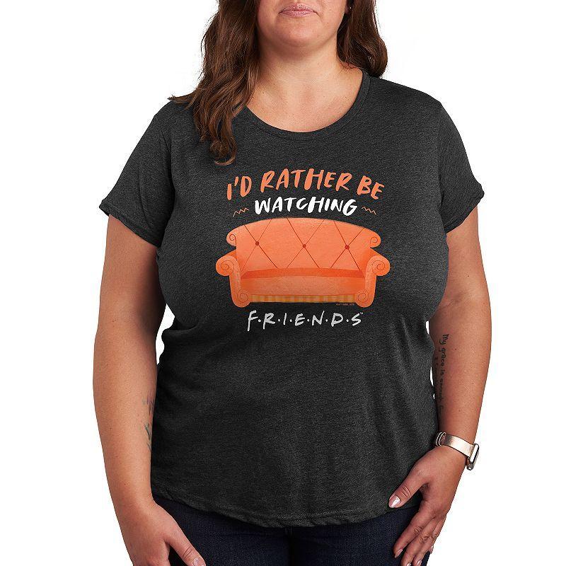 Plus Size Friends Id Rather Be Watching Graphic Tee, Womens Heather Grey Product Image