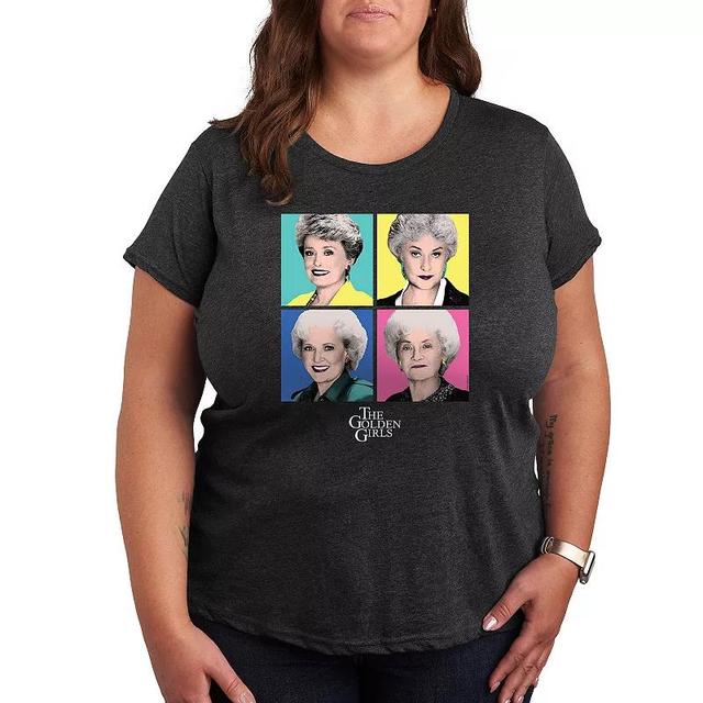 Plus Golden Girls Pop Art Graphic Tee, Womens Heather Grey Product Image