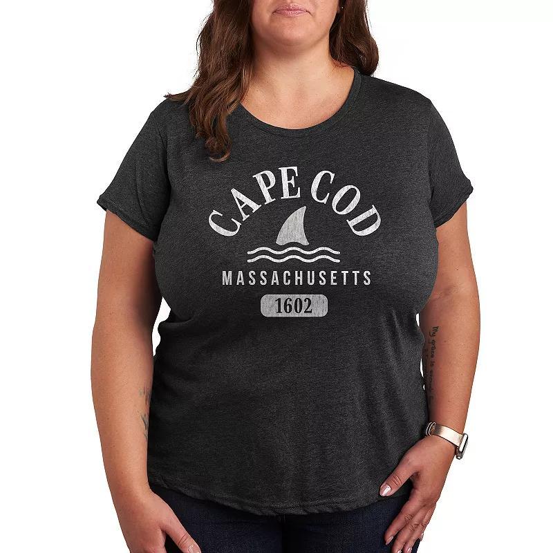 Plus Cape Cod Mass Graphic Tee, Womens Heather Grey Product Image