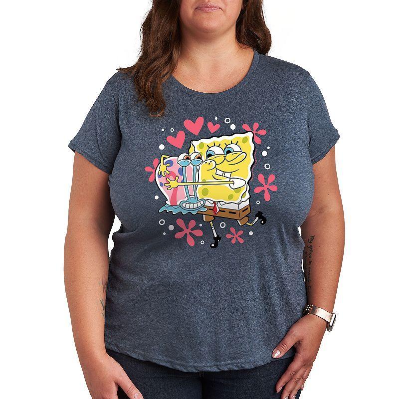 Plus Size SpongeBob Squarepants Gary Hug Graphic Tee, Womens Grey Blue Product Image