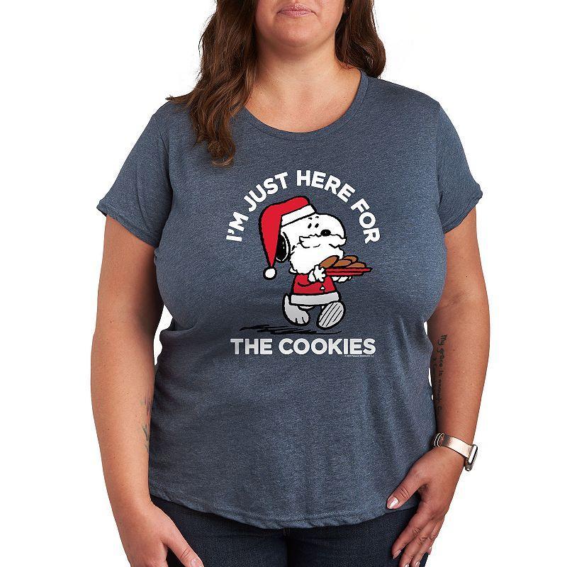 Plus Peanuts Snoopy Cookies Graphic Tee, Womens Grey Green Product Image