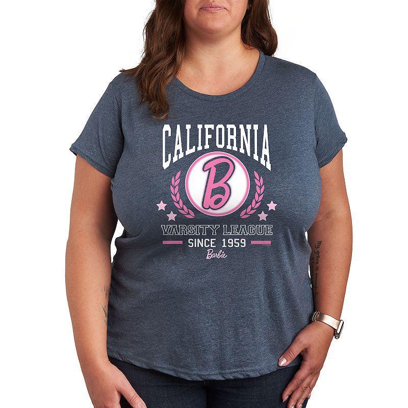 Plus Barbie Varsity League Graphic Tee, Womens Grey Blue Product Image