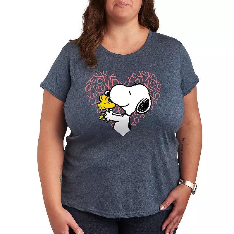 Plus Peanuts Snoopy & Woodstock XO Heart Graphic Tee, Womens Product Image