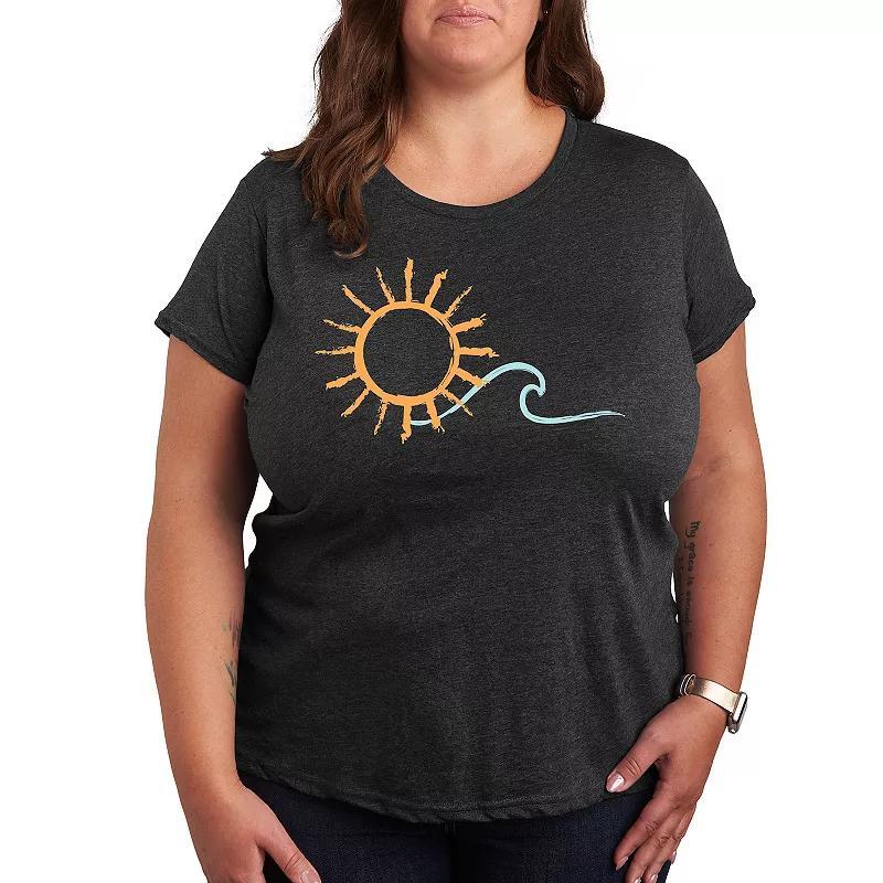 Plus Brushstroke Sun And Wave Graphic Tee, Womens Product Image