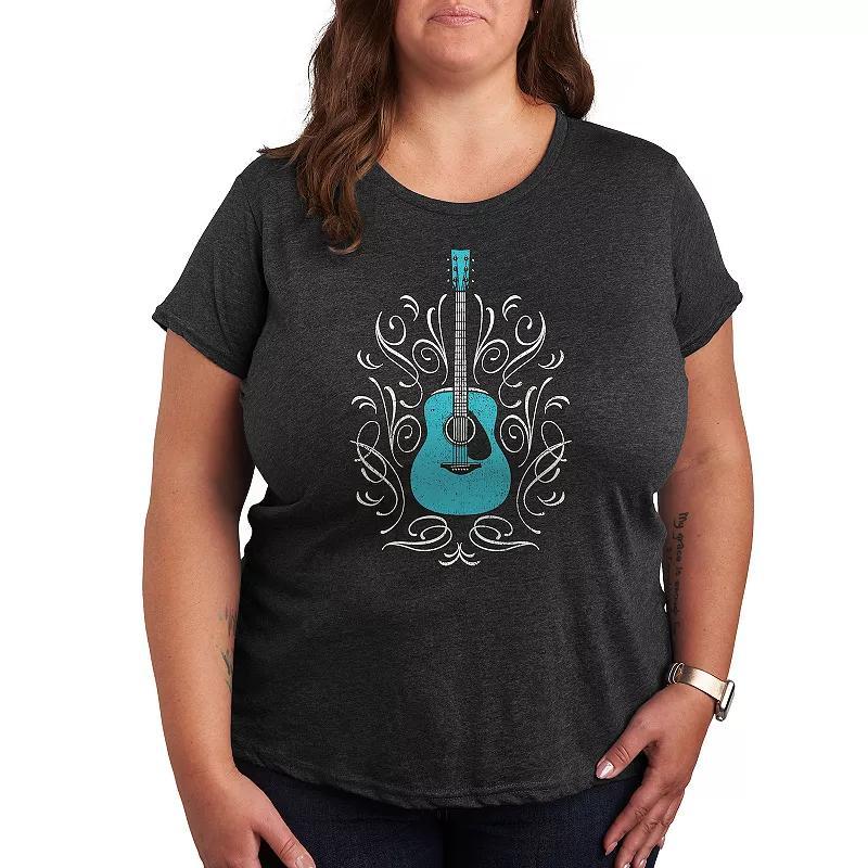 Plus Southern Guitar Graphic Tee, Womens Heather Grey Product Image