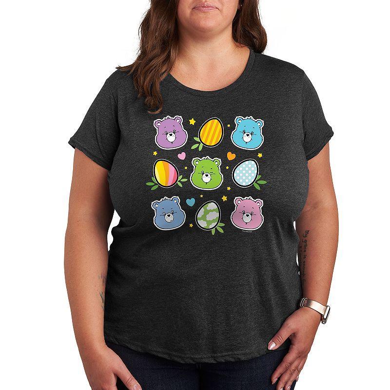 Plus Care Bears Easter Grid Graphic Tee, Womens Grey Royal Blue Product Image