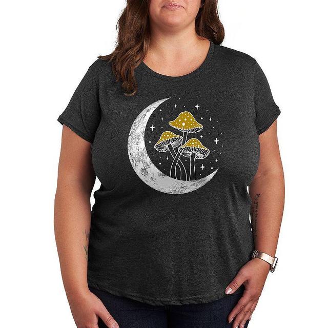 Plus Crescent Moon With Mushrooms Graphic Tee, Womens Product Image