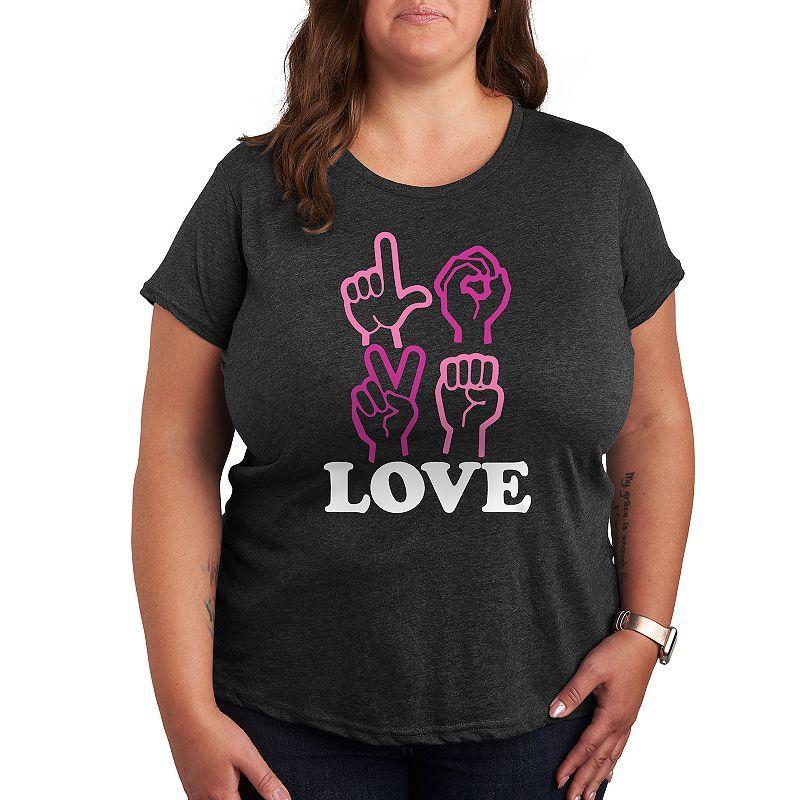 Womens Love Sign Language Graphic Tee Heather Grey Product Image