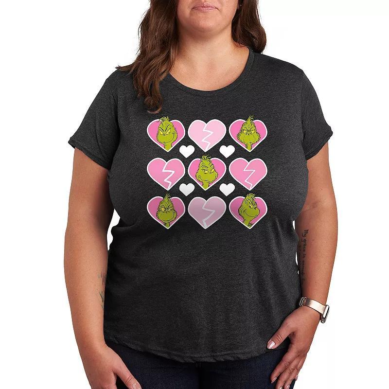 Plus Grinch Broken Heart Grid Graphic Tee, Womens Product Image