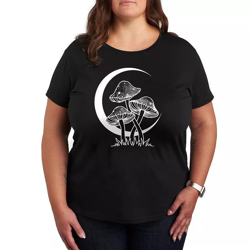 Plus Celestial Mushrooms Graphic Tee, Womens Grey Blue Product Image