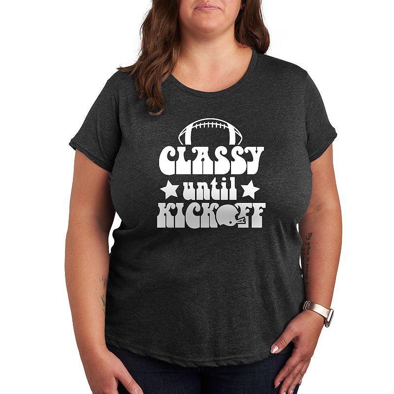 Womens Classy Until Kickoff Graphic Tee, Girls Heather Grey Product Image