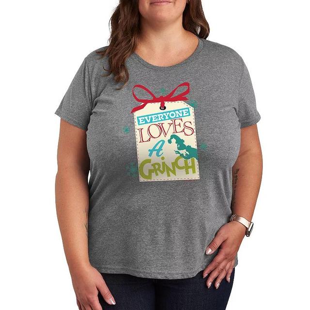 Plus Dr. Seuss The Grinch Everyone Loves Graphic Tee, Womens Grey Gray Product Image