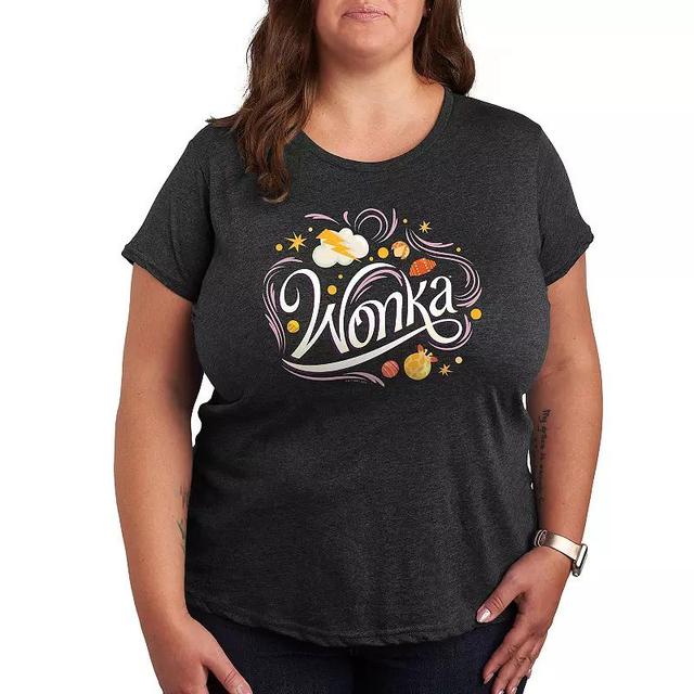 Plus Wonka Graphic Tee, Womens Heather Grey Product Image