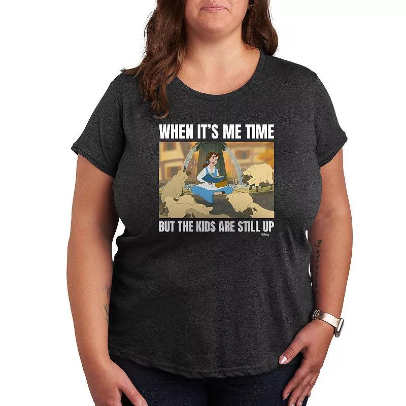 Disney Princess Belle Plus Me Time Meme Graphic Tee, Womens Heather Grey Product Image