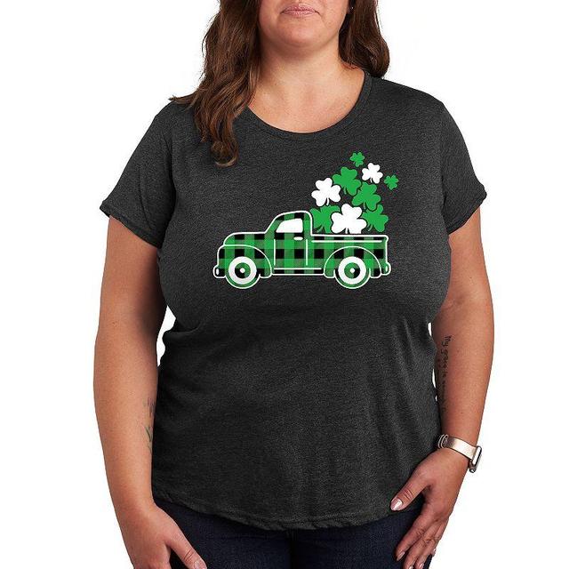 Plus Irish Plaid Truck Graphic Tee, Womens Heather Grey Product Image