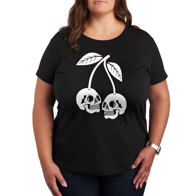 Instant Message Womens Womens Tee Shirts BLACK - Black Skull Cherries Graphic Tee - Women & Plus Product Image