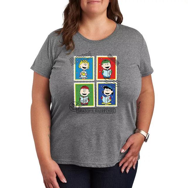 Plus Size Peanuts Seasons Greetings Graphic Tee, Womens Grey Gray Product Image