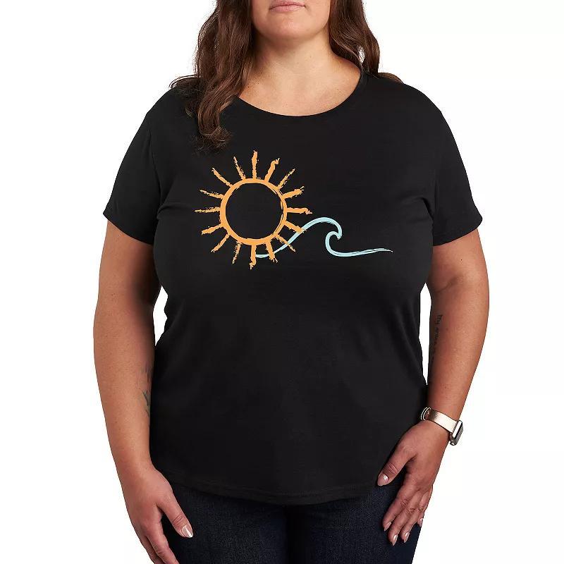 Plus Brushstroke Sun And Wave Graphic Tee, Womens Product Image