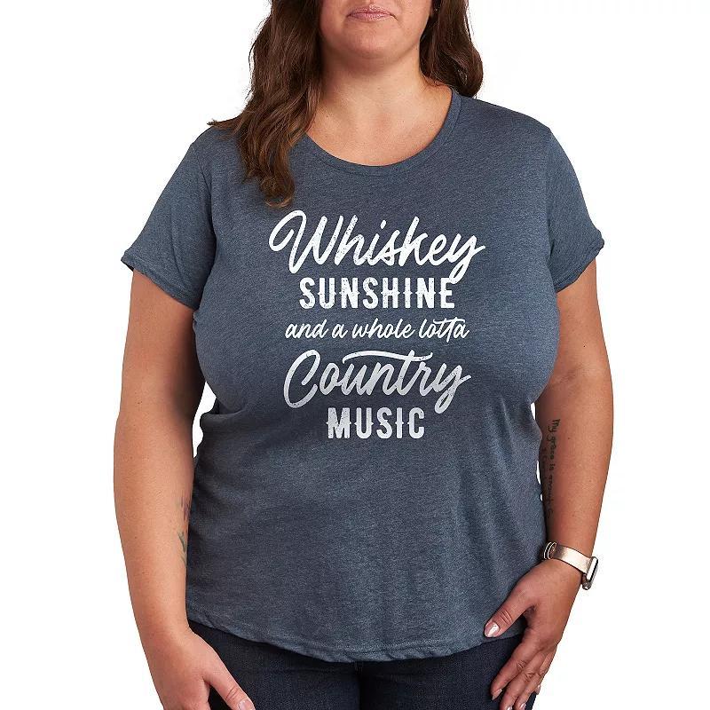 Plus Whiskey Sunshine Country Music Graphic Tee, Womens Grey Dark Red Product Image