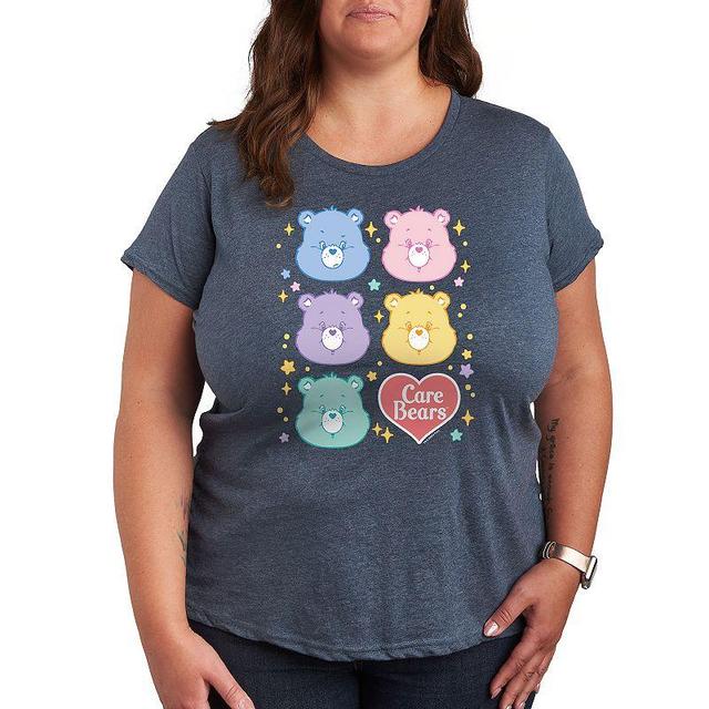 Plus Care Bears Group Graphic Tee, Womens Grey Blue Product Image