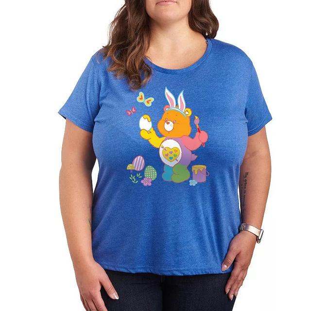 Plus Care Bears Painting Easter Eggs Graphic Tee, Womens Grey Royal Blue Product Image