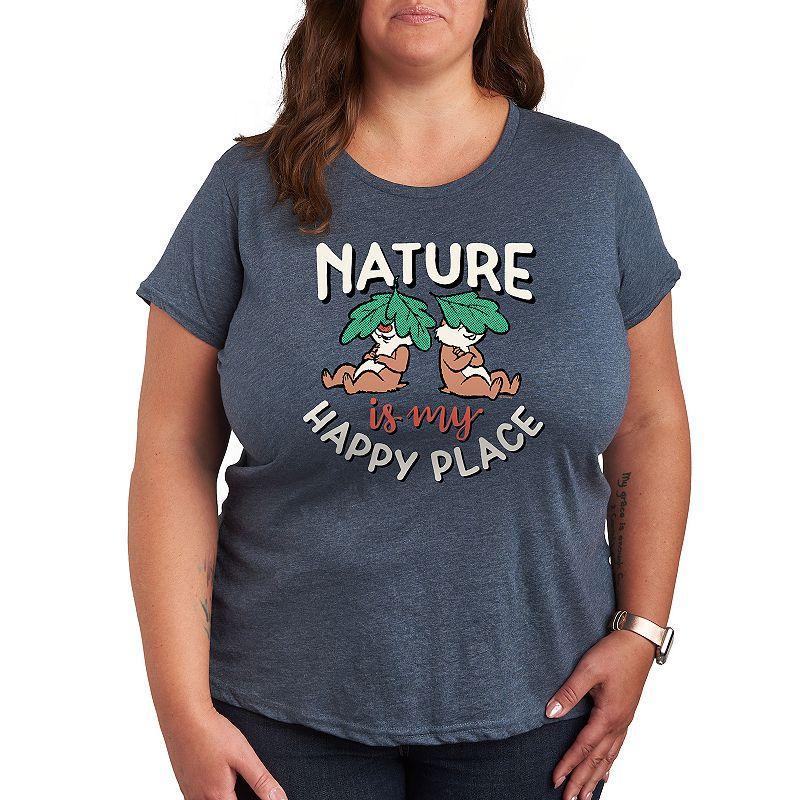 Disneys Chip n Dale Plus Nature My Happy Place Graphic Tee, Womens Grey Gray Product Image